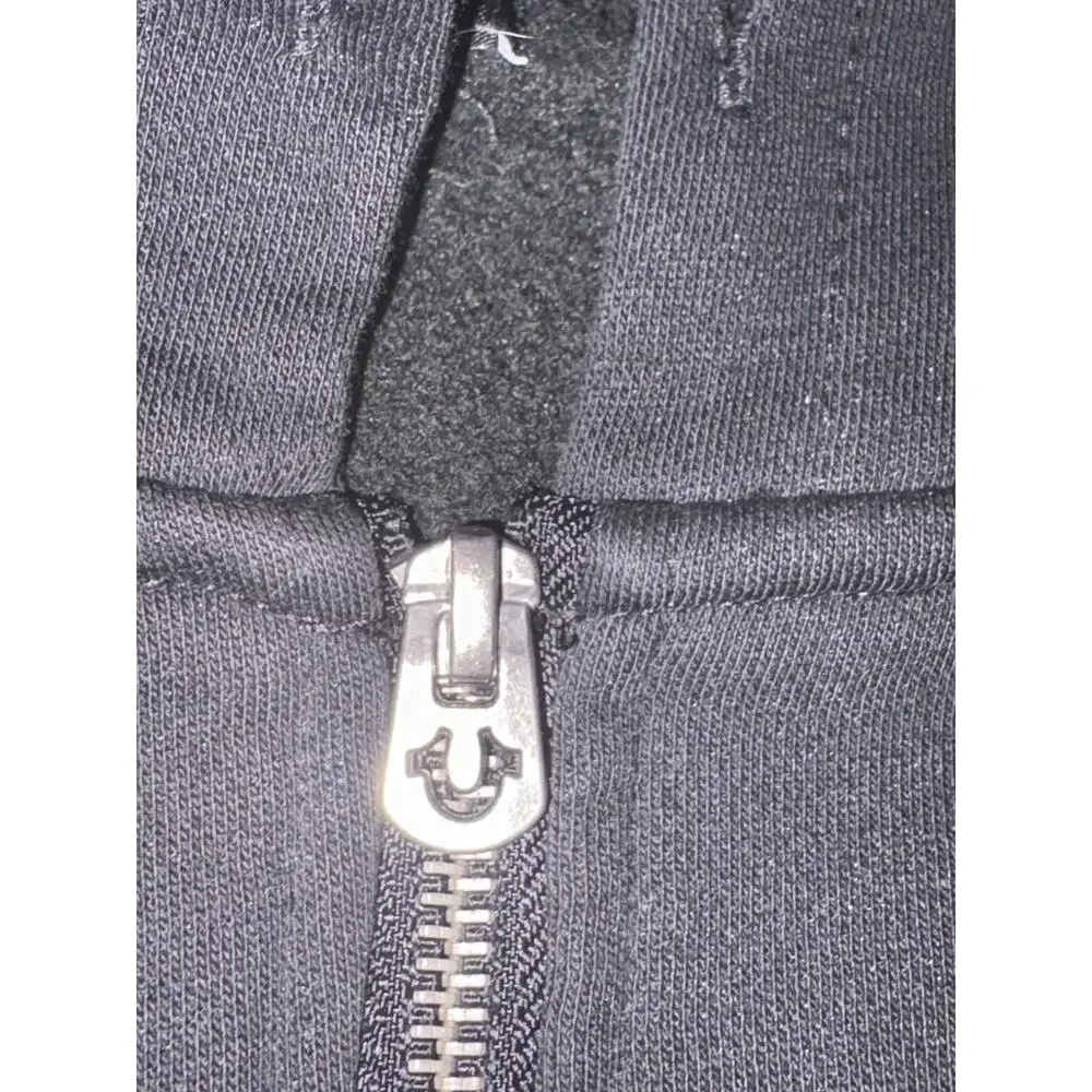True Religion Vintage Patch Zip Up Hoodie Black Men's L